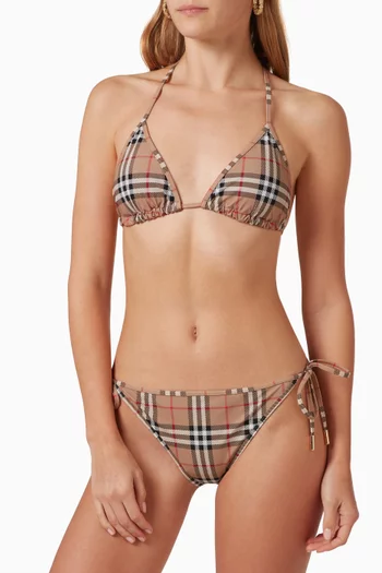 Vintage Check Triangle Bikini Set in Stretch-nylon