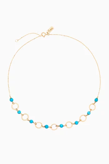 Connected Circles Turquoise Choker in 18kt Yellow Gold
