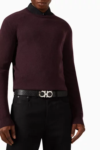 Gancini Reversible Belt in Leather