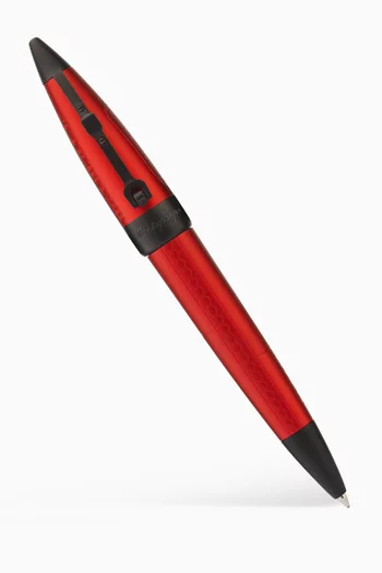 Aviator Red Baron Ballpoint Pen in Brushed Aluminium