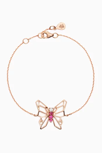 Butterflies Diamond & Pink Sapphire Bracelet in 18kt Rose Gold