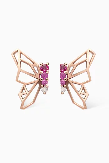 Butterflies Diamond & Pink Sapphire Earrings in 18kt Rose Gold