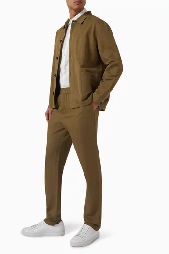 Drawstring Pants in Cotton-linen Blend