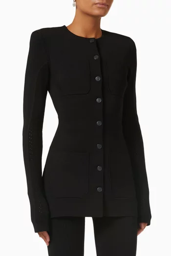 Buttoned Cardigan in Compact-knit