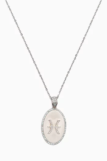 Zodiac March Diamond Necklace in 18kt White Gold