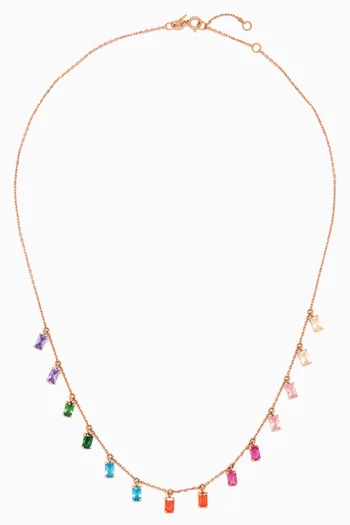 Mini Rainbow Rock Emerald-cut Necklace in 18kt Gold