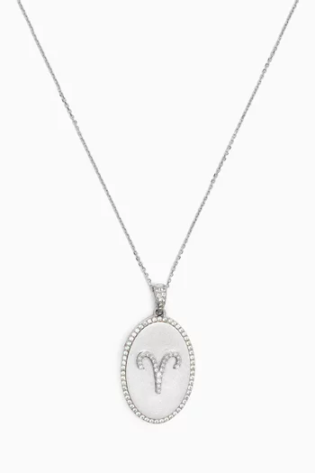 Zodiac Aries Diamond Necklace in 18kt White Gold
