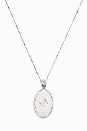Zodiac Sagittarius Diamond Necklace in 18kt White Gold