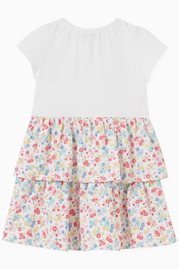 Usako Floral-print Tiered Dress in Cotton-jersey
