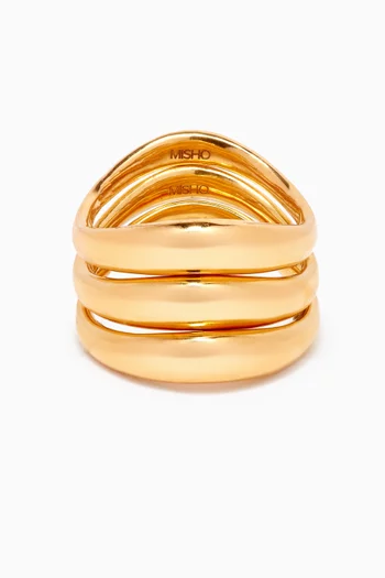 Stackable Skinny Rings in 22kt Gold-plated Bronze, Set of 3