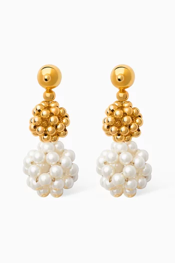 Nido Mini Earrings in 22kt Gold-plated Bronze & Pearls