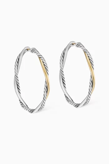 Petite Infinity Hoop Earrings in Sterling Silver & 14kt Yellow Gold
