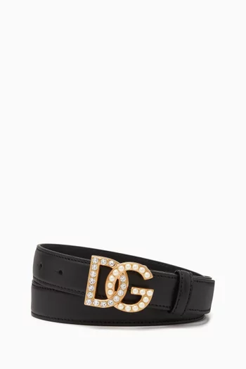DG Crystal Belt in Leather, 25mm