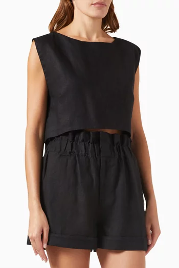 Martina Crop Top in Linen