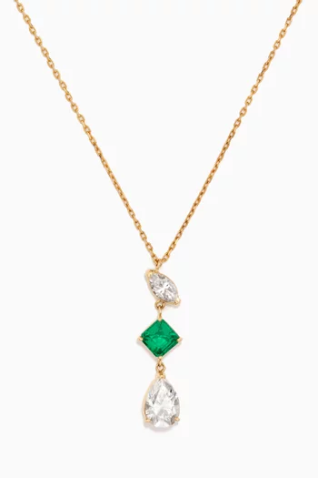 Emerald White Topaz Necklace in 18kt Yellow Gold