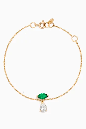 Emerald White Topaz Bracelet in 18kt Yellow Gold