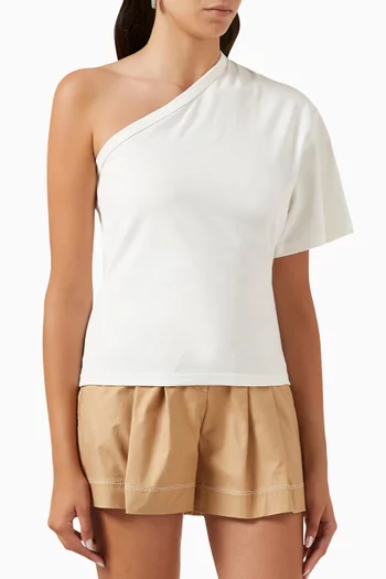 One-shoulder T-shirt in Heavyweight Cotton Jersey