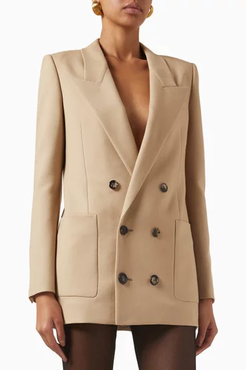 Double-breasted Jacket in Wool Gabardine