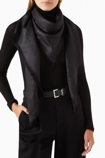 SAINT LAURENT Large Square Scarf in Silk & Wool Jacquard