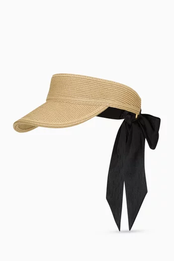 Visor with Scarf in Straw & Silk