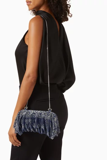 كلاتش فينوس كبير مزين بأحجار الراين قماش شبكي مرصع بالكريستال