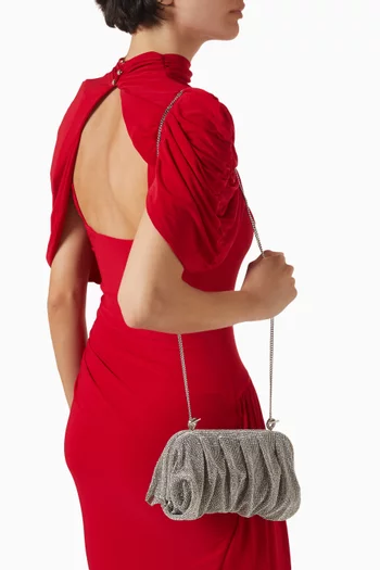 كلاتش فينوس كبير مزين بأحجار الراين قماش شبكي مرصع بالكريستال