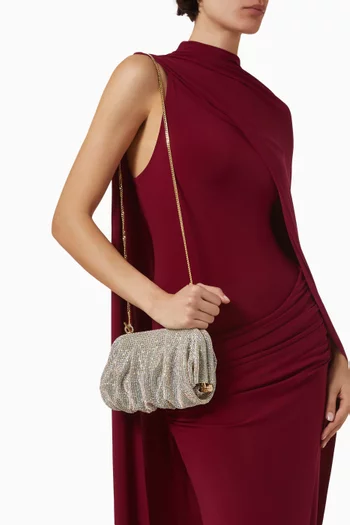 كلاتش فينوس كبير مزين بأحجار الراين قماش شبكي مرصع بالكريستال