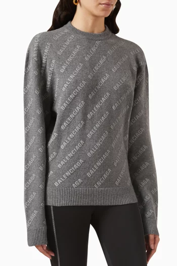 Allover Logo Sweater in Cashmere Reflective Knit