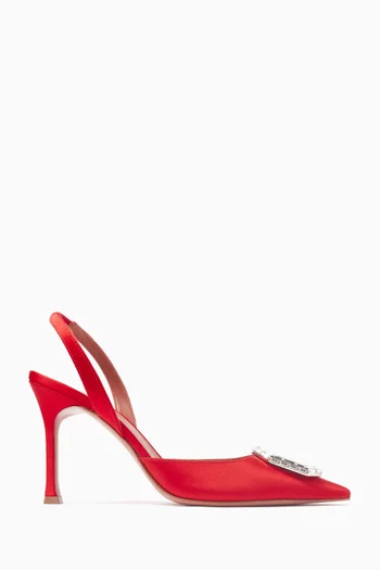 Camelia 90 Crystal  Slingback Pumps in Satin