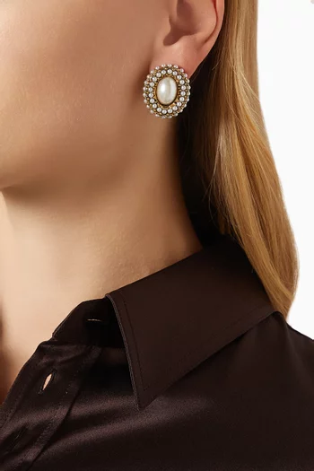 Pearl Clip-on Stud Earrings in Gold-plated Brass