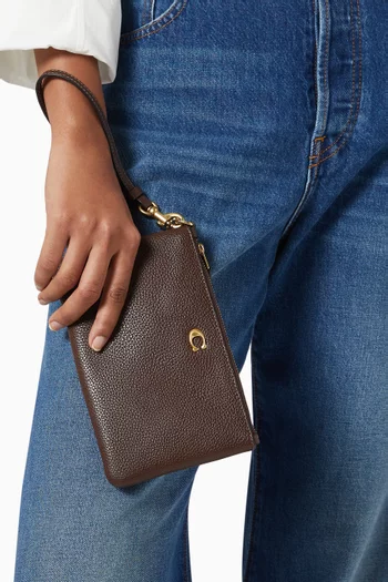 Small Wristlet Pouch in Leather
