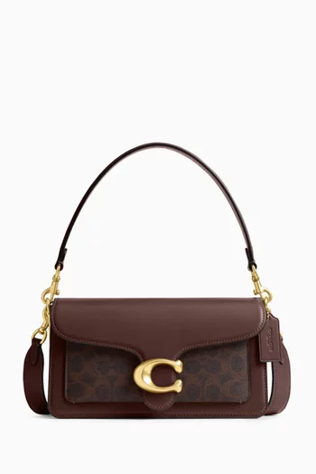 حقيبة كتف تابي 26 بنقشة شعار الماركة قنب مغلف وجلد