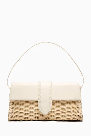 Le Bambino Long Shoulder Bag in Wicker & Leather