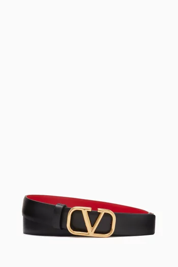 Valentino Garavani VLOGO Reversible Belt in Glossy Leather, 20mm