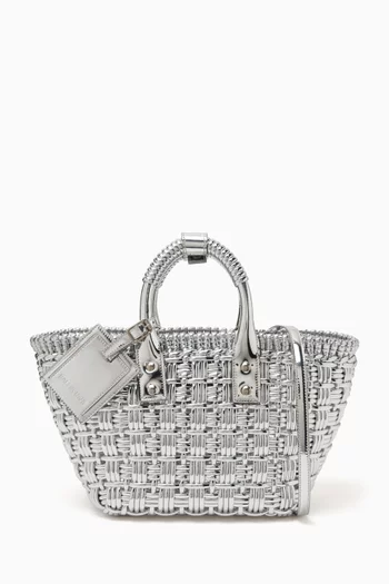 Bistro Basket XS Tote Bag in Metallic Faux-leather