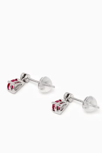 Ruby & Diamond Earrings in 18kt White Gold
