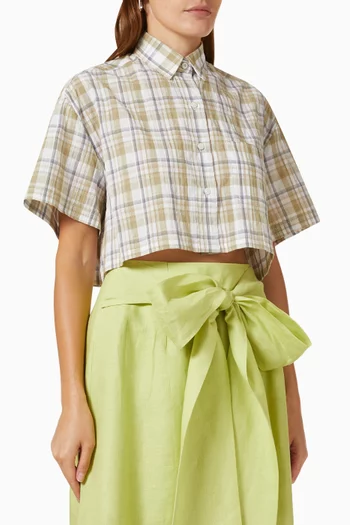 Lisa Checked Crop Top in Cotton-blend