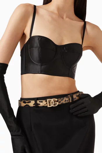 x KIM Belt with DG Logo in Leopard-print Glossy Leather, 25mm