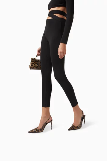 x KIM Lollo 90 Leopard-print Slingback Pumps in Polished Calfskin