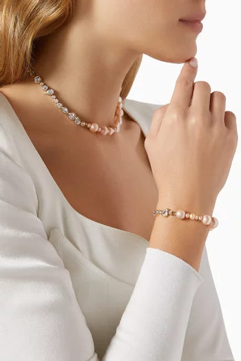 Glitch II Pearl & Crystal Necklace in 14kt Gold Vermeil