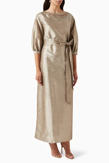 Beaded Maxi Dress in Silk