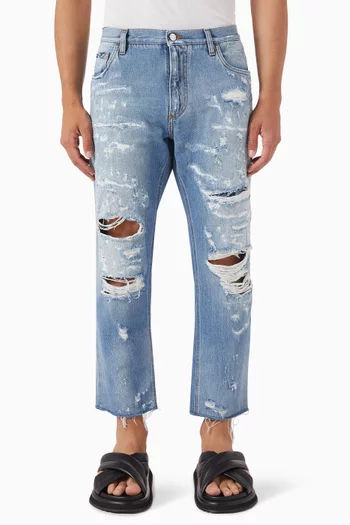 Re-Edition Distressed Jeans in Denim