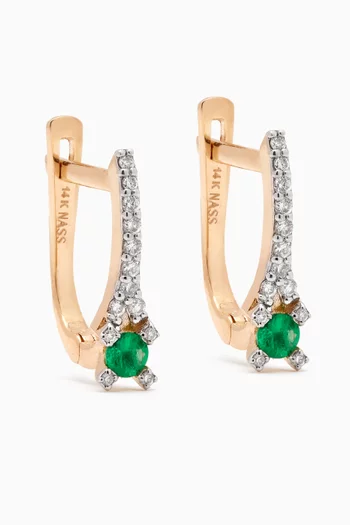 أقراط هاجي ميني مرصعة بماسات بافيه ذهب عيار 14