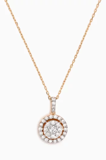 Round Pavé Diamond Pendant Necklace in 14kt Gold