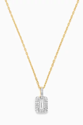 Mystery Set Single Frame Emerald & Diamond Pendant Necklace in 14kt Gold