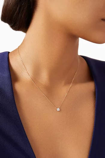 Mini Clover Diamond Necklace in 14kt Gold