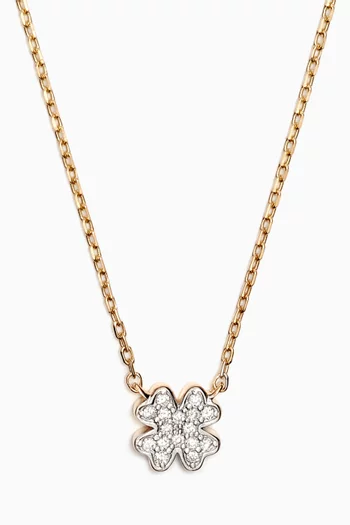 Mini Clover Diamond Necklace in 14kt Gold
