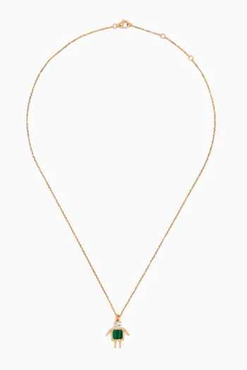 Petit Garcon Topaz & Malachite Pendant Necklace in 18kt Gold