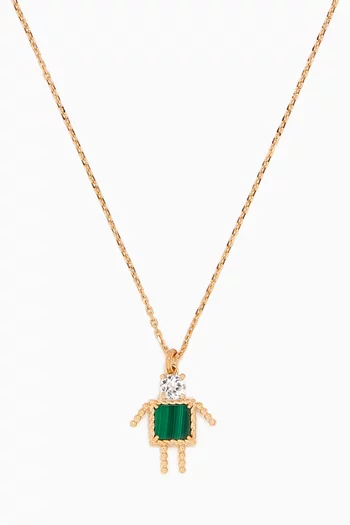 Petit Garcon Topaz & Malachite Pendant Necklace in 18kt Gold