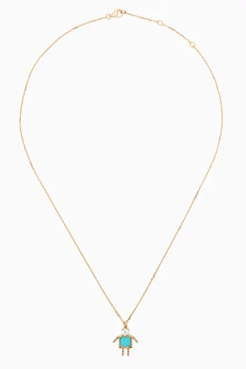 Petit Garcon Topaz & Turquoise Pendant Necklace in 18kt Gold